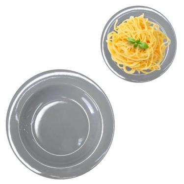 Imagem de Prato Melamina Refeição Fundo 23cm Cozinha Refeição Cinza - Sk