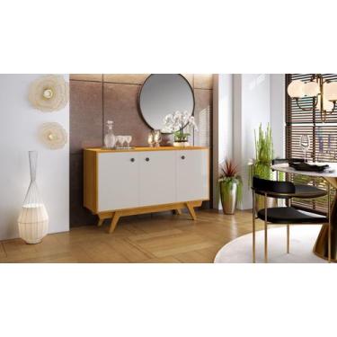 Imagem de Buffet harmonia com 3 portas e pés de madeira maciça - JCM MOVELARIA