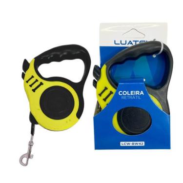 Imagem de Guia Retrátil Passeio Pet Cachorro E Gato 3 Metros Amarelo - Luatek