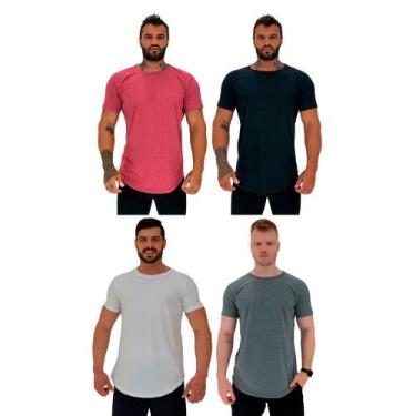 Imagem de Kit 4 Camiseta Longline MXD Conceito Slim Cores Básicas e Mescladas Li