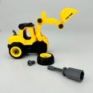 Imagem de Trator Escavadeira Monta Desmonta Brinquedo Infantil Menino - Well Kid