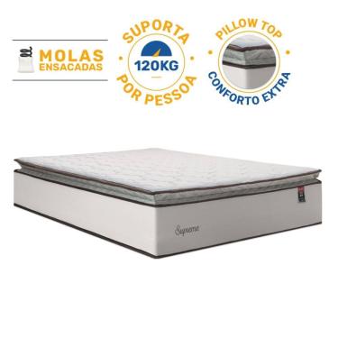 Imagem de Colchão de Molas Ensacadas Pillow Top Supreme Lux Casal 138cm