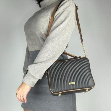 Imagem de Bolsa recuo em couro legítimo b.1052, Preto caramelo