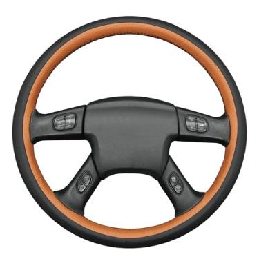 Imagem de MEWANT Capa de couro real para volante de carro costurado à mão para Chevrolet Silverado 2003-2007 protetor de volante acessórios para volante (estilo 3D)