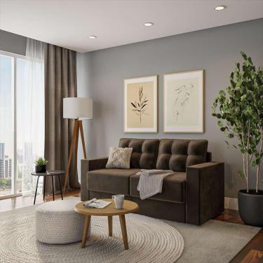 Imagem de Sofá 3 Lugares Retrátil Munique Suede Marrom 180 cm