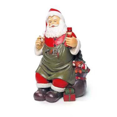 Imagem de Escultura papai noel c/soldadinho de chumbo em resina