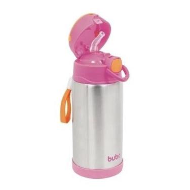 Imagem de Copo Térmico Inox Parede Dupla c/ Canudo 400ml - Rosa - Buba - Buba Ba