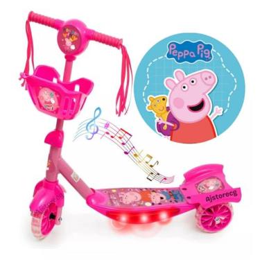Imagem de Patinete Peppa Pig Rosa e Azul Musical 3 Rodas + Envio para todo Brasi