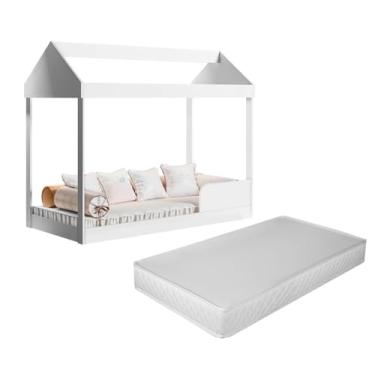 Imagem de Cama Infantil Casa Crystal Montessoriana Quarto Princesa Meninas Baby Castelo Com Colchão Cor Branco