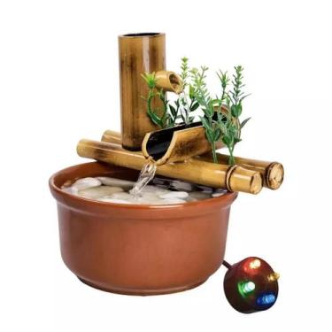 Imagem de Fonte Decorativa De Mesa Agua Cascata Feng Shui Bambu 19cm - NoBrand, 