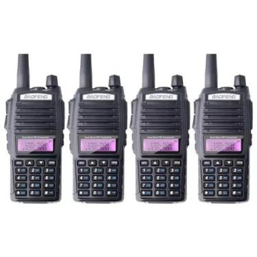 Imagem de Kit 4 Rádios Comunicador Walkie Talkie Baofeng Bf Uv82 Alcance 12km Co