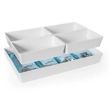 Imagem de Mesa Térmica Fria 50x30 Melamina 4 Cuba Gelo Gel Gourmet Mix