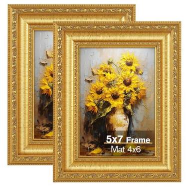 Imagem de Porta-retratos Splinterix Gold 12,7 x 17,7 cm Conjunto de 2