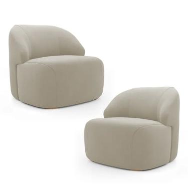 Imagem de Kit 2 Poltronas Organica Decorativa Eloa Veludo Bege - Londrilar