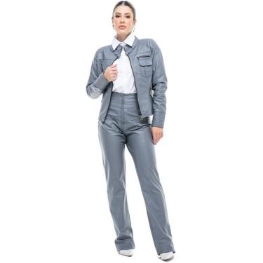 Imagem de Calça Chic Couro Legítimo Pele Mania - PC5568, Cinza 23, 44