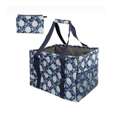 Imagem de Sacola utilitária extragrande – Bolsa dobrável grande com moldura de arame, durável e reutilizável para praia, compras, lavanderia, porta-malas, armazenamento e viagem – inclui bolsa de 12 x 17 cm com
