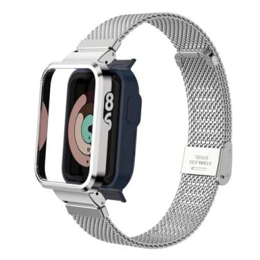 Imagem de T-BLUER Pulseiras de substituição compatíveis com Xiaomi Mi Watch Lite/Redmi Watch – Aço inoxidável de metal comercial para rastreador de atividades físicas, aço inoxidável