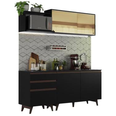 Imagem de Cozinha Completa Madesa Reims com Armário e Balcão Preto