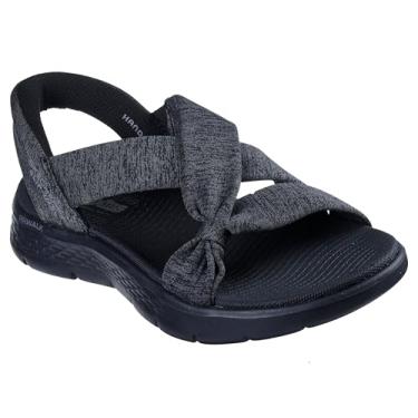 Imagem de Skechers Sandália feminina Go Walk Flex Peyton sem cadarço, Preto/cinza, 42