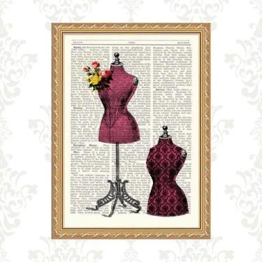 Imagem de Quadro Moldura Dourada Manequins De Costura 24X18Cm - Quadros On-Line