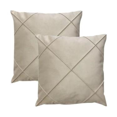 Imagem de Kit 2 Capas para Almofada Drapeada em Veludo Quadrada 43x43 com Enchim