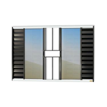 Imagem de Janela Veneziana Confort 6 Folhas Com Grade Vidro Reflex 120cm X 200cm Brimak Mix Preto