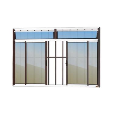 Imagem de Janela Plus 4 Folhas Com Bandeira E Grade Vidro Reflex 100cm X 120cm Brimak Mix Corten