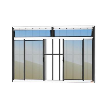 Imagem de Janela Plus 4 Folhas Com Bandeira E Grade Vidro Reflex 100cm X 150cm Brimak Mix Preto