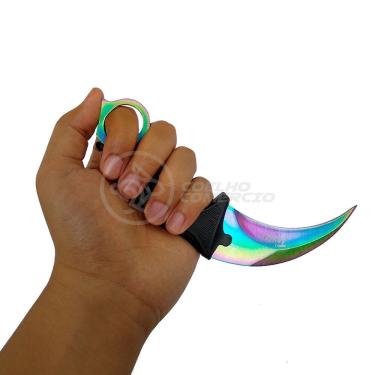 Imagem de Knife Rainbow Karambit Com Fio Manobras Arco Iris Inox