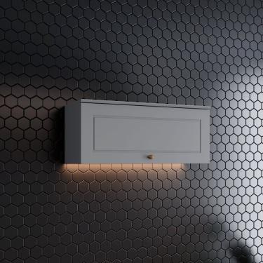 Imagem de Armário Aéreo 1 Porta Basculante 80cm Emily Espresso Móveis Cinza