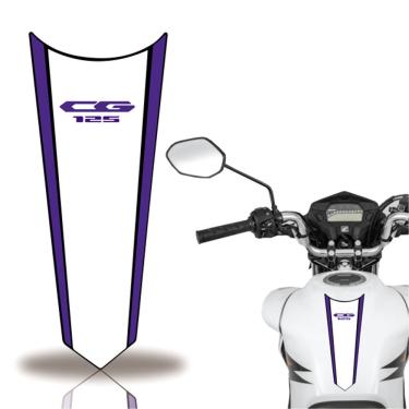Imagem de Adesivo Faixa Gravata Tanque Moto Cg 125/150/160 Titan Fan Start Branco Azul Cg 125