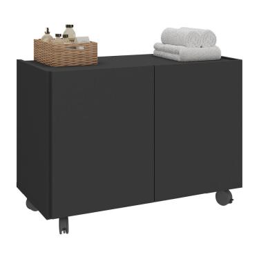 Imagem de Gabinete Armário De Banheiro 62,5cm Com Rodízios 2 Portas Multimóveis Mp5043 Preto Preto