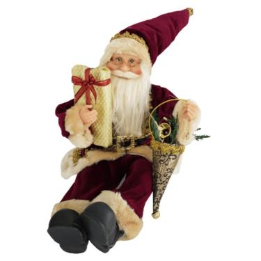 Imagem de Papai Noel Sentado 50cm Veludo Bordo 50cm