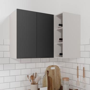 Imagem de Armário Aéreo De Canto Reto Ipanema Cabecasa Madeiramadeira Grafite Trama/branco