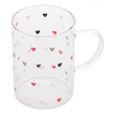 Imagem de Xícara Caneca De Vidro Corações Love 200 Ml - Lyor