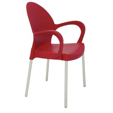 Imagem de Cadeira Tramontina Grace Empilhável Vermelho Em Polipropileno Pés Alumínio