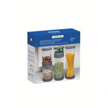 Imagem de Jogo De Potes De Vidro Herméticos Tramontina Purezza Em Borosilicato Com Tampa