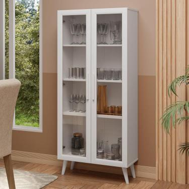 Imagem de Cristaleira 70 Cm 2 Portas De Vidro Com Pés Cônicos Branco Madesa Branco