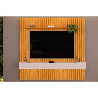 Imagem de Rack Bancada C/painel P/tv Até 65 Polegadas Pratic Ripado Prateleira 223x240cm Cedro - Dj Móveis