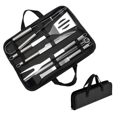 Imagem de Kit Completo De Churrasco 9 Peças Em Aço Inox Com Bolsa Preta Para Churrasqueiro