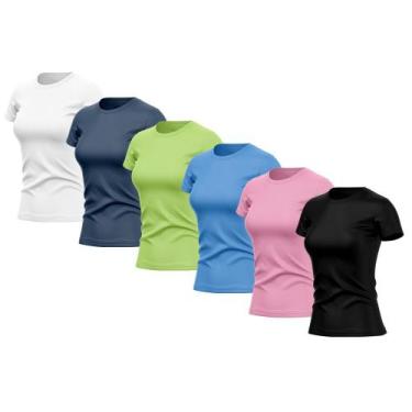 Imagem de Kit 6 Camisas Feminina Manga Curta Dry Fit Proteção Uv - Brás e Cia, G