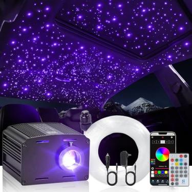 Imagem de MAODANER Kit De Teto Starlight Ativado Por Som E Música 16 W Para Carro Casa, Rgbw, 300 Peças * 0,03 Pol 9,8 Pés, Luzes Fibra Óptica, Fios Brilhantes Com Controle Remoto Aplicativo