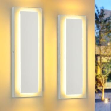 Imagem de TPSHPTS Pacote Com 2 Arandelas De Parede Externas, Arandela Led Moderna Branca Para Ambientes Internos, Luminária Varanda 15,6", Iluminação Externa À Prova D'Água Casa, Entrada, Corredor, Fiação