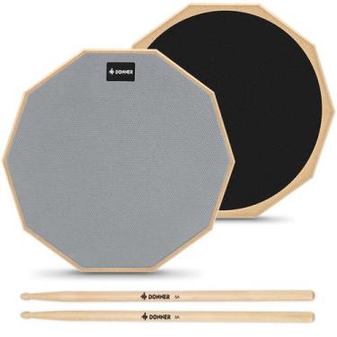 Imagem de Drum Practice Pad Donner Silent de 8 polegadas com baquetas cinza