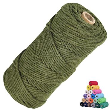 Imagem de KMALADO Cordão De Algodão Natural Para Macramê, 3 Mm X 109 Jardas, Colorido, 2 Mm/3 Mm/4 Mm/5 Mm/6 Mm, Fio Torcido, Suprimentos Artesanato Macio (Verde-Oliva, Jardas)