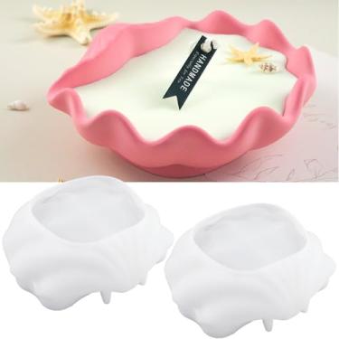 Imagem de XMOX Pacote Com 2 Moldes Grandes De Silicone Concha 6,5", Molde Para Recipientes Velas Concha, Bandeja Armazenamento Artesanal Resina Caracol Marinho, Vasos Suculentas Concreto Conchas Moluscos
