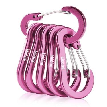 Imagem de Booms Fishing Clipe De Mosquetão Multiuso Cc1, Pacote Com 6 Clipes Pequenos Caribeener, Mini Chaveiro Caribeener 2", Mosquetões Argola D Alumínio, Rosa