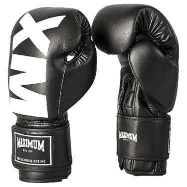 Imagem de Luva MXM Maximum Preto e Branco Boxe Muay Thai Kickboxing (16oz)