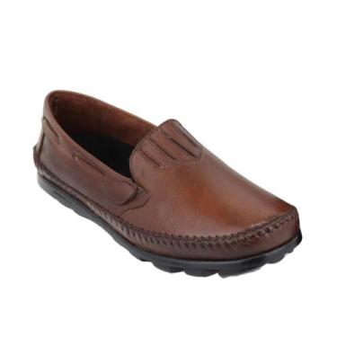 Imagem de Mocassim Masculino Couro Conforto Calce Fácil - Granado, Marrom, 41