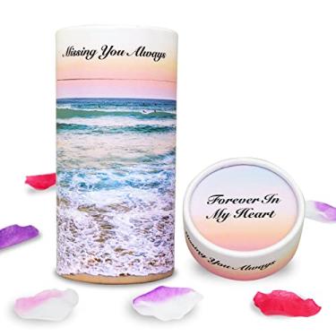 Imagem de AODIYA Urna De Tubo Dispersão Biodegradável Para Cinzas, 40 Libras, Papel Crematório Ecológico Pequeno Humanos, Machos, Fêmeas, Adultos, Animais Estimação, Cães E Gatos, Incluindo Bolsa Lona (Ocean